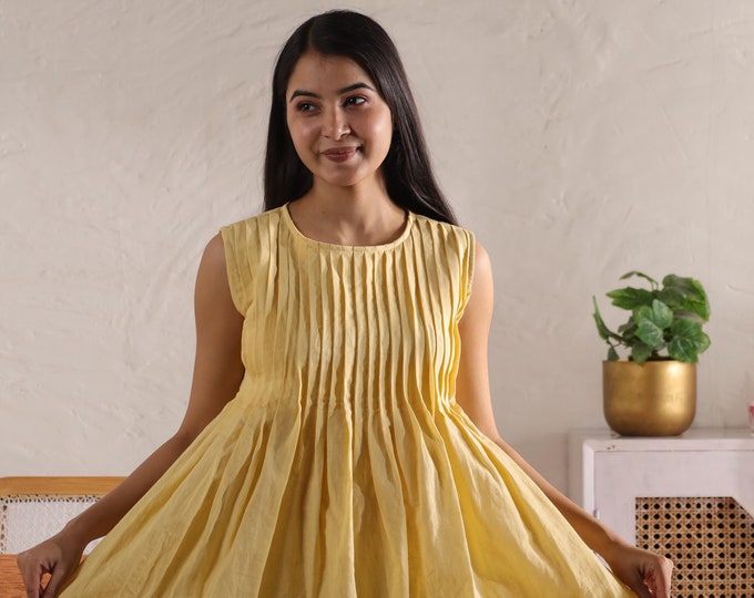 Handmade Pleated Linen Top for Women – Lightweight, Customizable Tunic Blouse