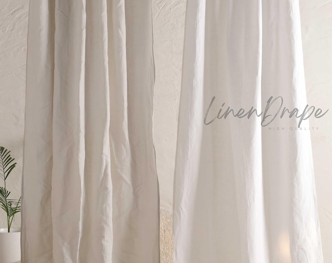 Luxury Linen Curtains Custom Made – Tie Top, Rod Pocket, Tab Top, Back Tab, Eyelet| Soft Natural Drapes for Modern Minimalist Interiors