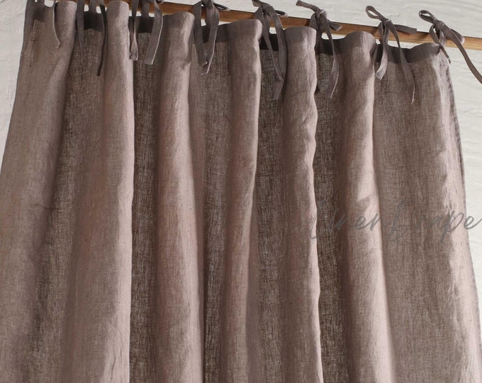 NATURAL linen curtains Tie top / Rod pocket / Tab Top drapes Bathroom Kitchen Bedroom drapery natural linen / homey style / linen drapes