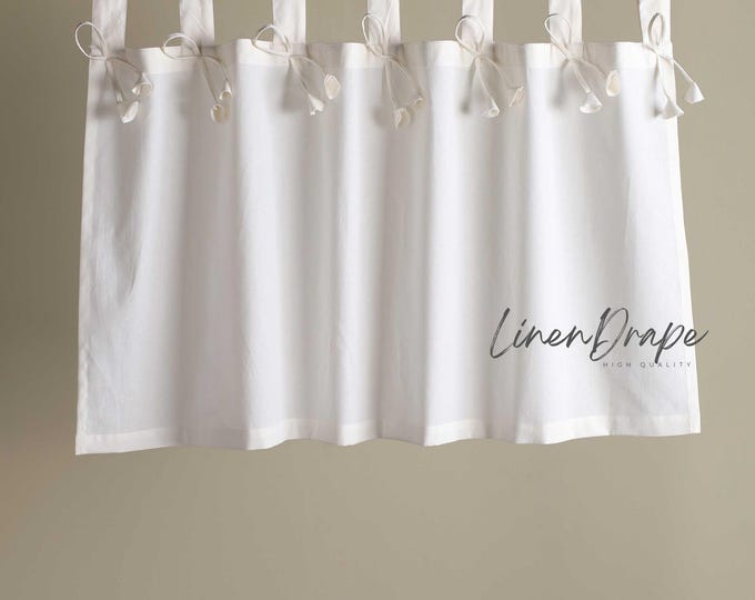 Linen Cafe Curtain- Sheer, Privacy & Blackout Options – Handmade Solid Drapes with Tie Top, Rod Pocket, Tab Top Styles for Rustic Homes