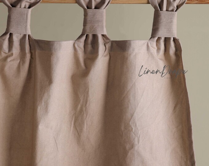 Solid Brown Linen Valance Curtain – Window Valance – Farmhouse Linen Window Treatment – Tab Top, Rod Pocket, Tie Top – Natural Linen Drapes