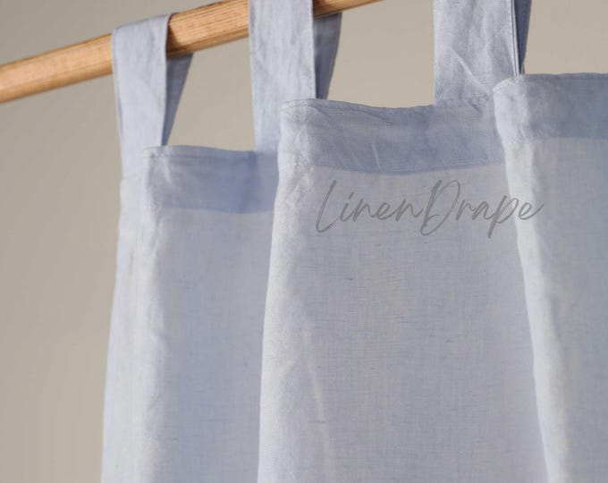 Baby Blue Linen Curtains – Sheer, Privacy & Blackout Drapes – Soft Blue Window Panels with Tie Top, Tab Top, Rod Pocket – Nursery Decor