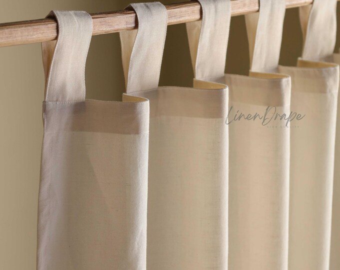 Custom Linen Curtains for Window – (Rod Pocket, Tie Top, Tab Top) – Farmhouse, Boho, Minimalist Drapes – Natural Washed Linen Panels