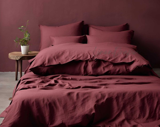 Luxury 100% Pure Linen Bedding Set – Duvet Cover, Fitted Sheet, Flat Sheet & Pillowcases– Bed Linen in USA, UK, EU Sizes – Soft, Breathable