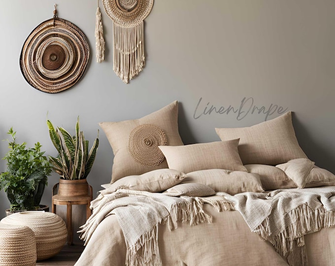 Natural Linen Body Pillow Covers | Decorative Cushion Covers for Couch, Bed, and Sofa | Boho, Farmhouse Décor for Bedroom / Living Room