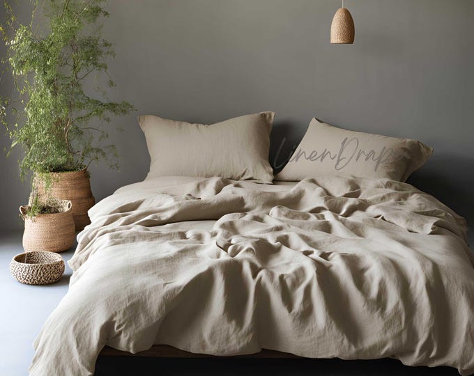 NATURAL Boho Duvet cover Luxury 100% Linen Duvet Cover – Soft, Breathable & Custom Size Bedding | Handmade Natural Linen Bedding