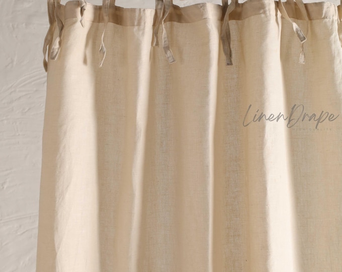 Linen Curtains - Tie Top, Tab Top, Rod Pocket Options - 10 Colors - Boho, Modern Styles - Light Filtering Drapes for Living Room, Bedroom