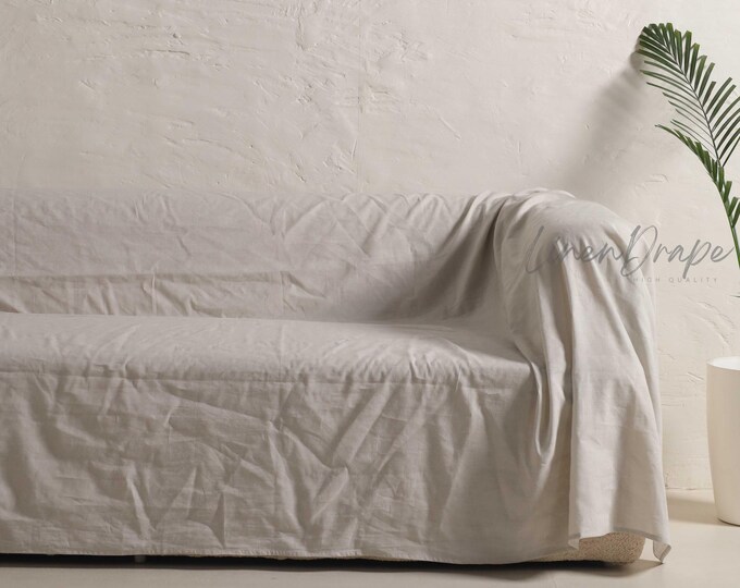 Handmade Linen Sofa Cover - Multi-Use Throw, Custom Sizes Available, Machine Washable