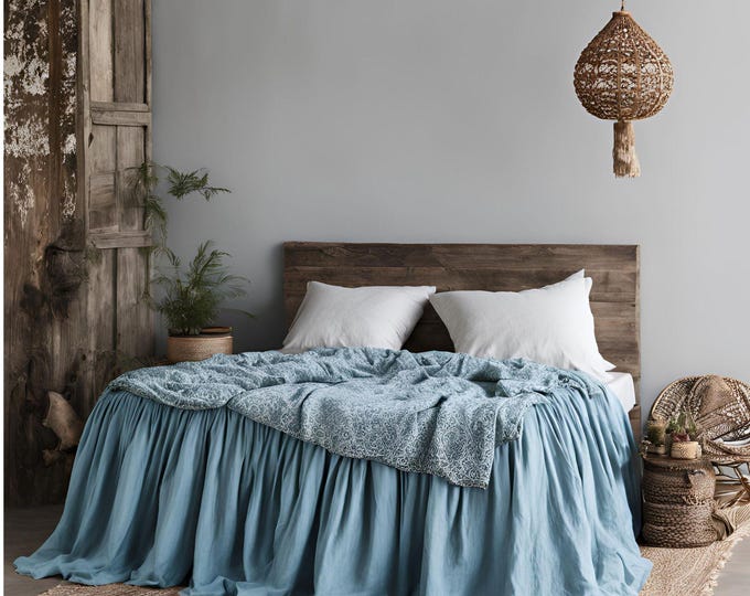 Luxury Linen Bed Skirt – Handmade & Customizable, Farmhouse Style Dust Ruffle, Soft Natural Fabric for All Bed Sizes