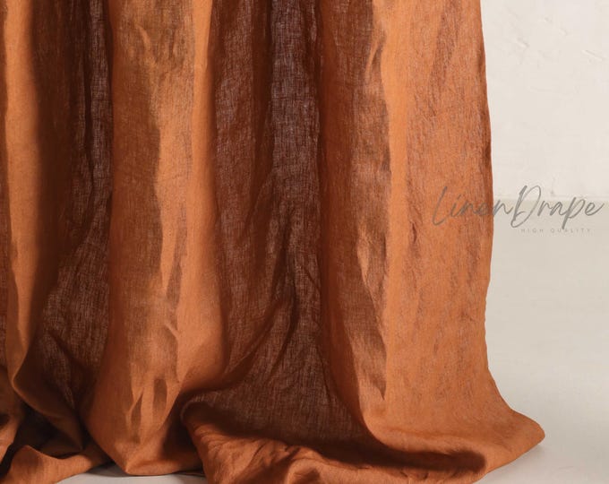 Linen Curtain Panel Custom Size – Tie Top, Tab Top, Rod Pocket | Neutral Light Filtering Drapes | Farmhouse, Minimalist Window Treatment