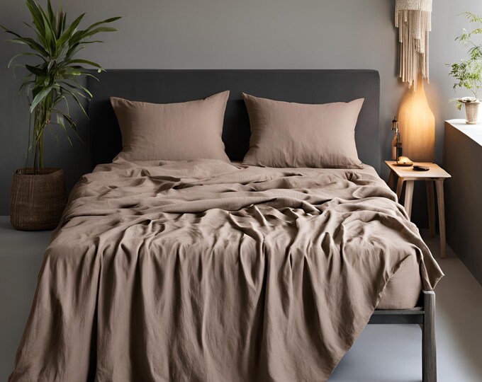 Linen Bedding Set – 100% Natural Soft Breathable Duvet Cover, Sheets & Pillowcases in USA, UK, EU Sizes