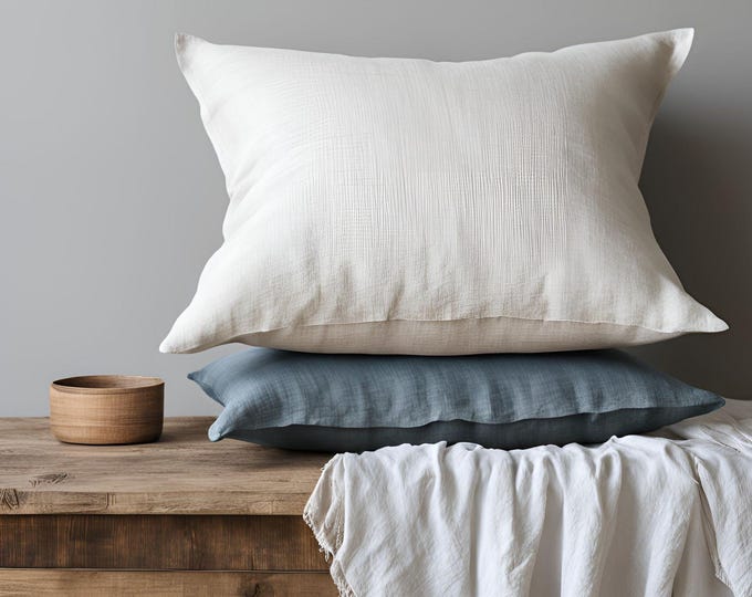 100% Linen Pillow Covers | Decorative Cushion Covers | Couch Throw Covers in Multiple Sizes | Soft & Durable | Natural Rustic Style"