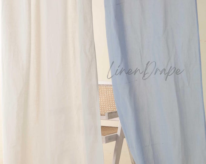 Solid Linen Curtains – Custom Light Filtering Drapes with Sheer, Privacy & Blackout Options – Modern Natural Panels in Rod Pocket or Tie Top