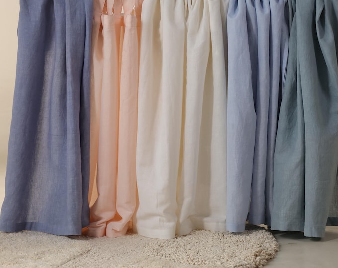 Pastel Linen Curtains Soft Sheer and Semi Sheer Drapes Custom Window Panels with Tie Top Tab Top Rod Pocket for Farmhouse and Boho Decor