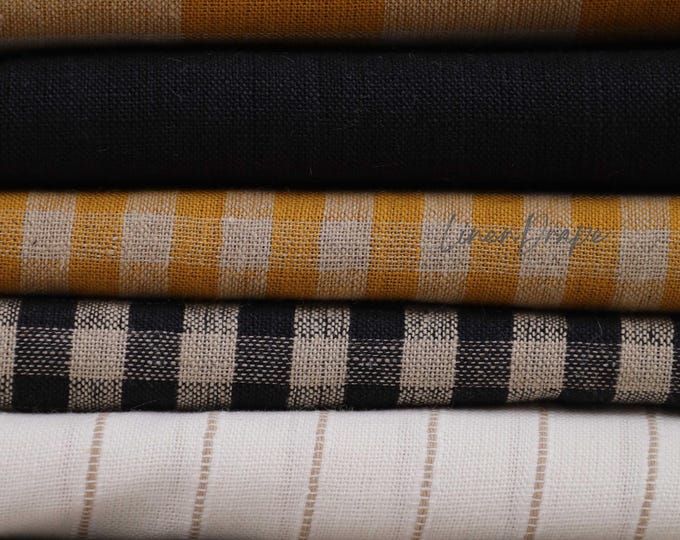 Boho Striped Linen Blackout Curtain – 53” Wide Custom Drapes with Privacy & Sheer Options – Multiple Tie Top Styles – Modern Window Panels