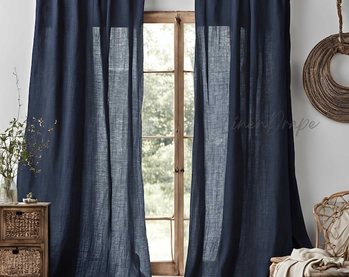 Custom Linen Curtains - Handmade Curtain Panels, Cafe Curtains, Kitchen & Shower Curtains | Farmhouse, Boho, Shabby Chic tieback curtains
