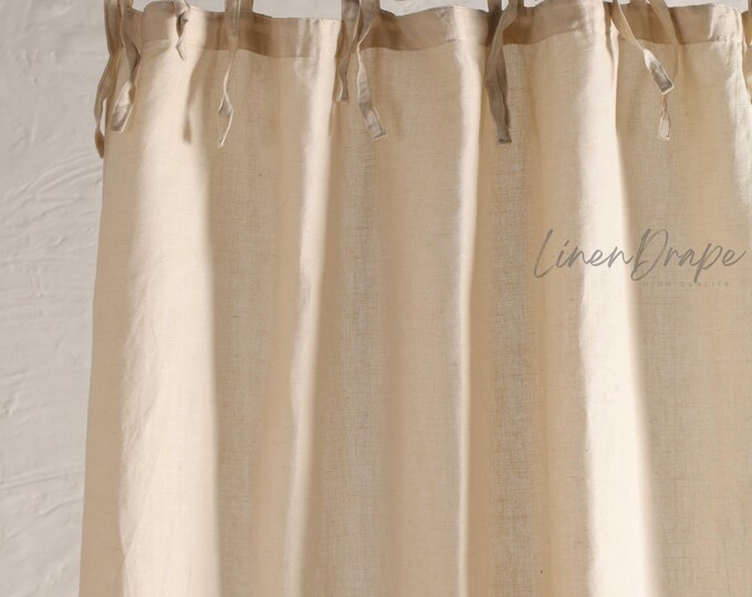 Khaki Linen Curtains, Natural Sheer & Semi-Sheer Drapes , Custom Window Panels | Rod Pocket, Tie Top, Tab Top n More | Boho Curtains