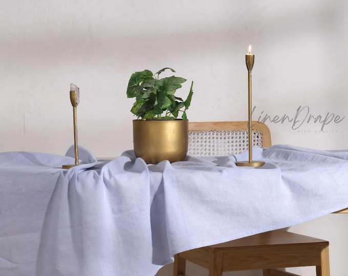 White Linen Tablecloth | Pure White Linen Table Cover | Oval, Round, Rectangle & Square Table Linen | Farmhouse Wedding Tablecloth