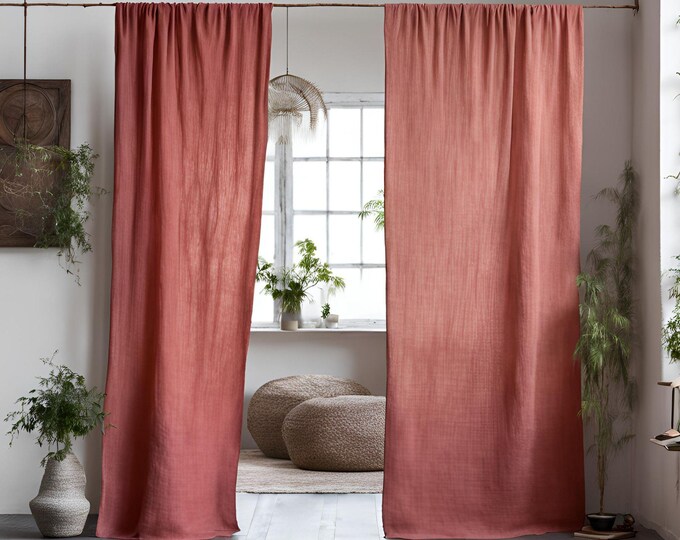 Handmade Linen Curtains for Home Décor - Custom Linen Panels, Cafe Curtains, Kitchen Curtains, and Shower Curtains in Farmhouse Boho Styles