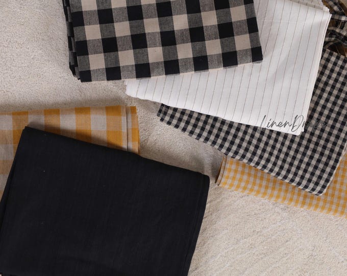Plaid Linen Blackout Curtains – Custom Checkered Drapes for Farmhouse, Cottage, or Modern Rustic Decor – Multiple Top Styles Available