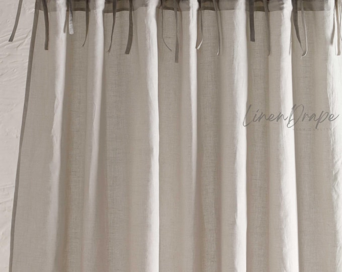 Natural Linen Curtain | Custom Window Drapes | Sheer & Semi-Sheer Linen Panels | Tie Top, Tab Top, Rod Pocket, Boho Farmhouse Curtain