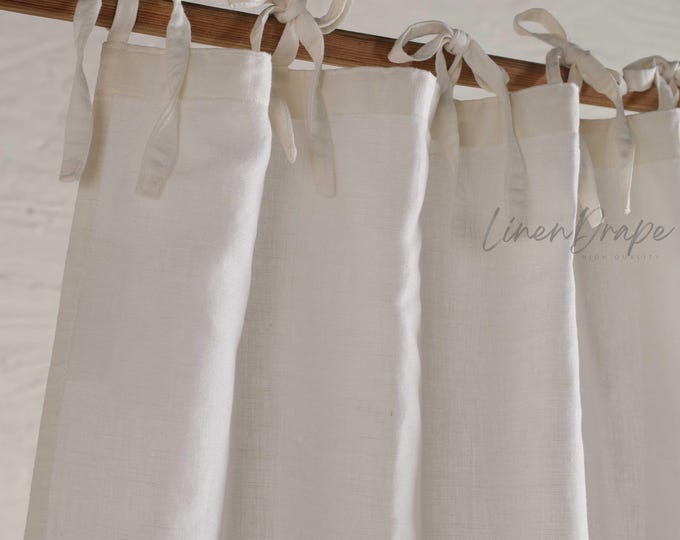 Custom Linen Curtains - Tie Top, Tab Top, Rod Pocket Styles - Light Filtering Drapes for Living Room, Bedroom, Nursery - Farmhouse, Boho
