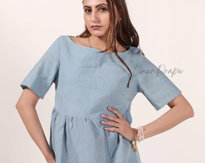 Handmade Linen Maxi Dress - Minimalist Loose-Fit Summer Dress with Custom Sizing