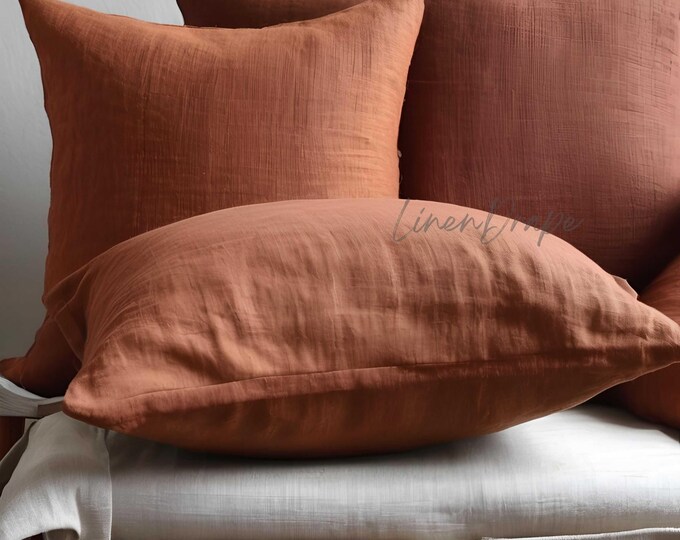 Stonewashed Linen Pillowcase | Softened Flax Sham with Envelope Closure | Natural, Breathable Bedding in Standard, Queen, King Sizes