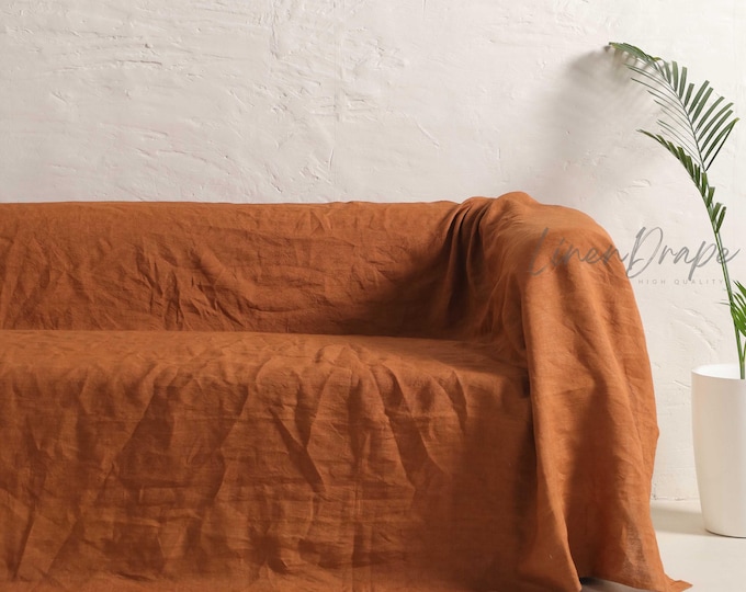 Modern Linen Sofa Cover – Custom Slipcover for Couch, Chair & Loveseat | Minimalist Solid Color, Washable, Sustainable Flax, Relaxed Fit