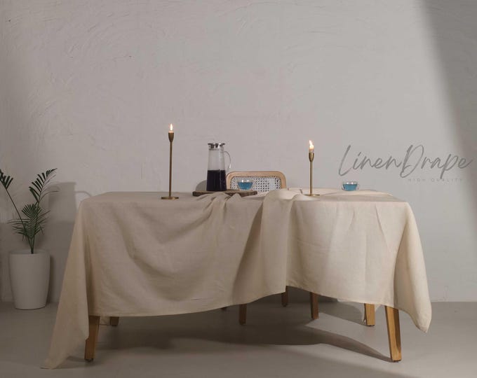Off-White Linen Tablecloth  | Oval, Round, Rectangle & Square Table Linen | Rustic Farmhouse Wedding Decor | Boho Dining Table Cover