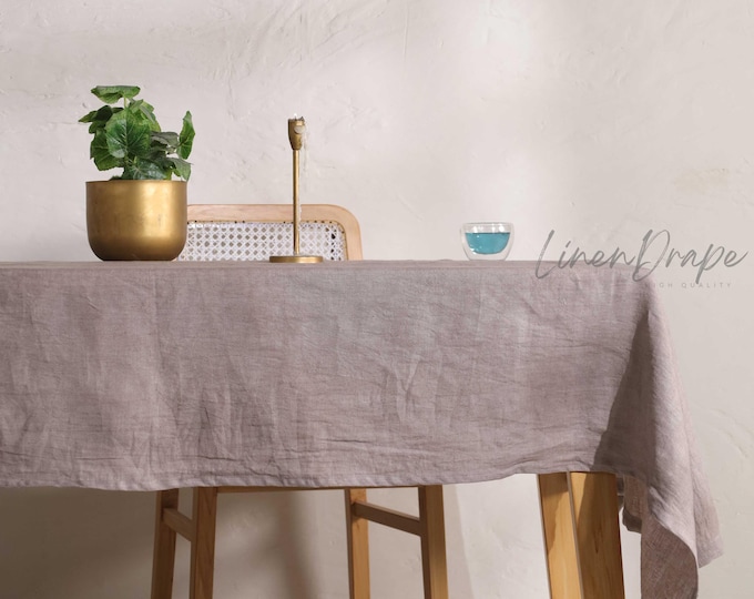 Umber Linen Tablecloth | Brown Linen Table Cover | Oval, Round, Rectangle & Square Table Linen | Farmhouse Tablecloth | Earthy Table Cover