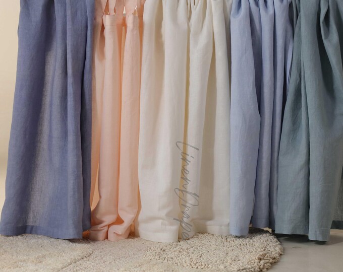 2 Panels NATURAL Linen Curtains - Tie top / Tab top / Rod Pocket | Handmade Natural Fabric Curtains for door / window