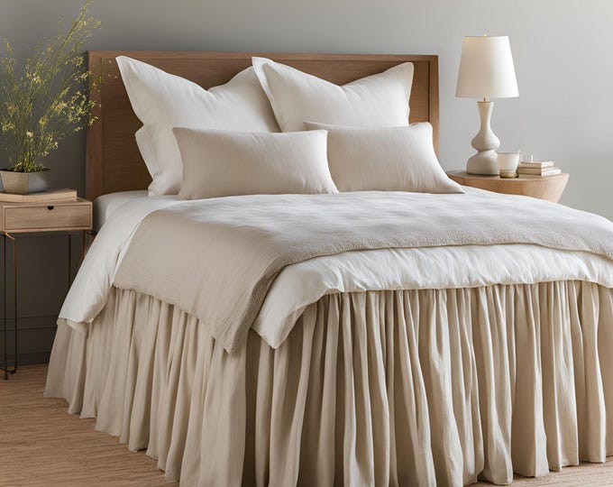 Linen Bed Skirt – 100% Flax Linen Dust Ruffle, Custom Size Bedskirt, Farmhouse Bedding, Soft Washed Linen, Shabby Chic Bedroom Decor