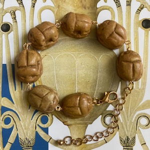 Large Scarabs ceramic bracelet handmade Ancient Egyptian jewellery