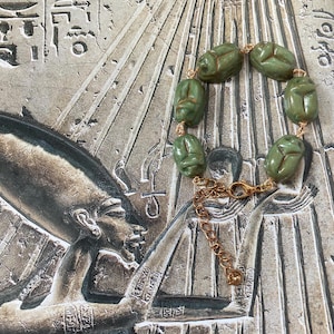 Scarabs ceramic bracelet handmade Ancient Egyptian jewellery