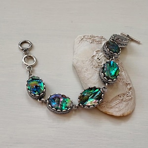 Pulsera ovalada de imitación de concha de abulón
