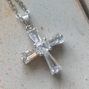 Crystal cross pendant with chain