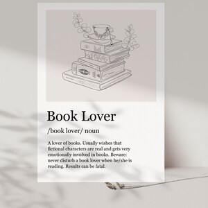 Poster per gli amanti dei libri | Libreria | Idea regalo per il libro | Poster di linea artistica | Cartolina per l'amante dei libri | Fiore