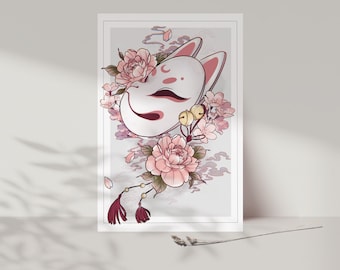 Kitsune Mask Print | Japan Print | Fox Mask Print