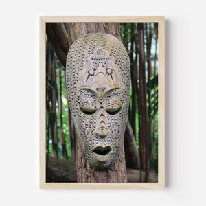 Digital Art Print Wooden Mask In Jungle Printable Instant Download
