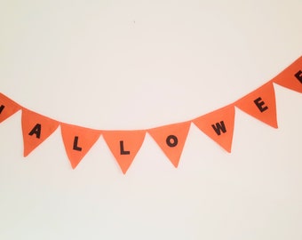 Halloween Bunting, Halloween Fabric Bunting ,Shabby Chic Garland ,Banner  - Spooky Scary Creepy  Linen bunting garland