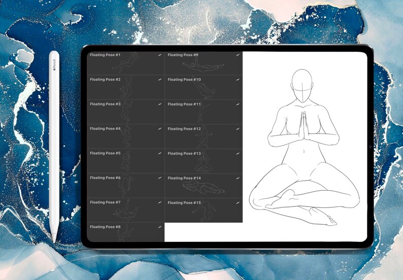 15 Floating Figure Poses for Procreate - Etsy