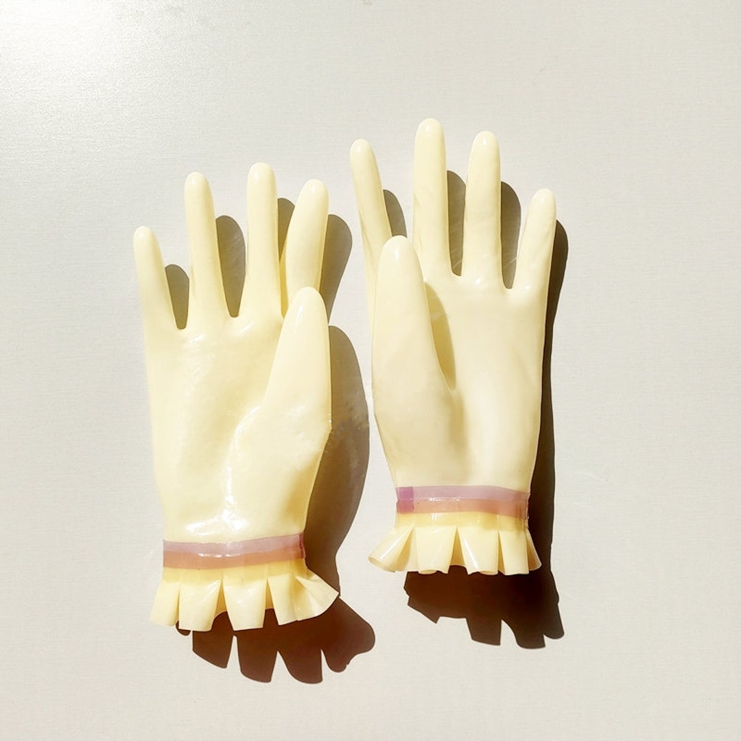 Latex Short Gloves With Frill Trim Short Gloves Latex Short Etsy