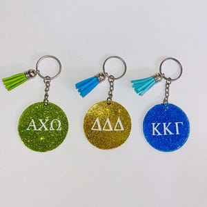 Glitter Sorority Keychain: Custom Greek Letter Gift