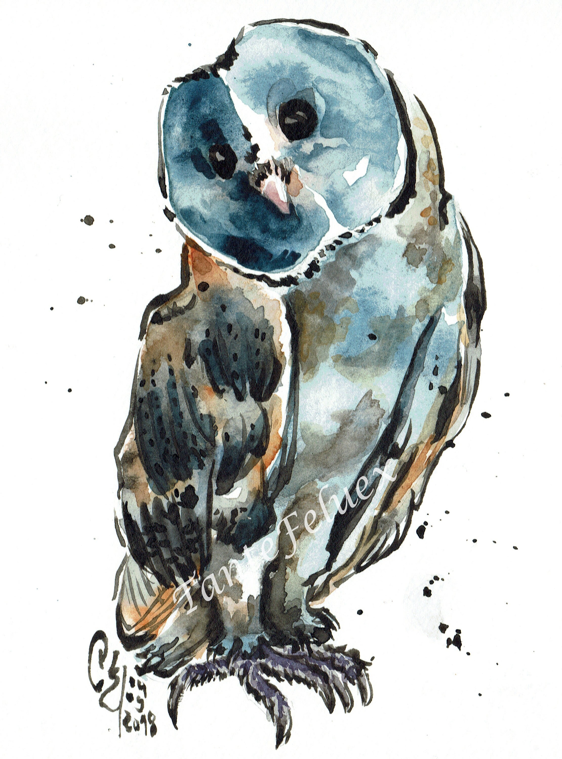 Barn Owl Watercolor Art Print - Etsy