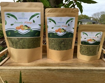 Té de hierbas con hojas de mango y aguacate: Hojas recién secadas, sin químicos, cultivado en Florida, vitaminas, vegano, té natural, envío gratis