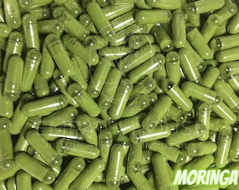 Moringa Capsule Size "0" 500mg Made Fresh, Organic Vegetarian, Handmade, Natural Superfood, Free Shipping, Moringa Oleifera Leaf Powder