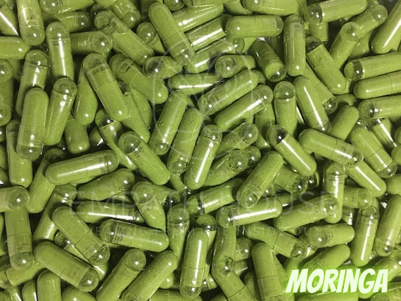 Organic Moringa Capsules, Size "0", 500mg, Freshly Made, Vegetarian Superfood