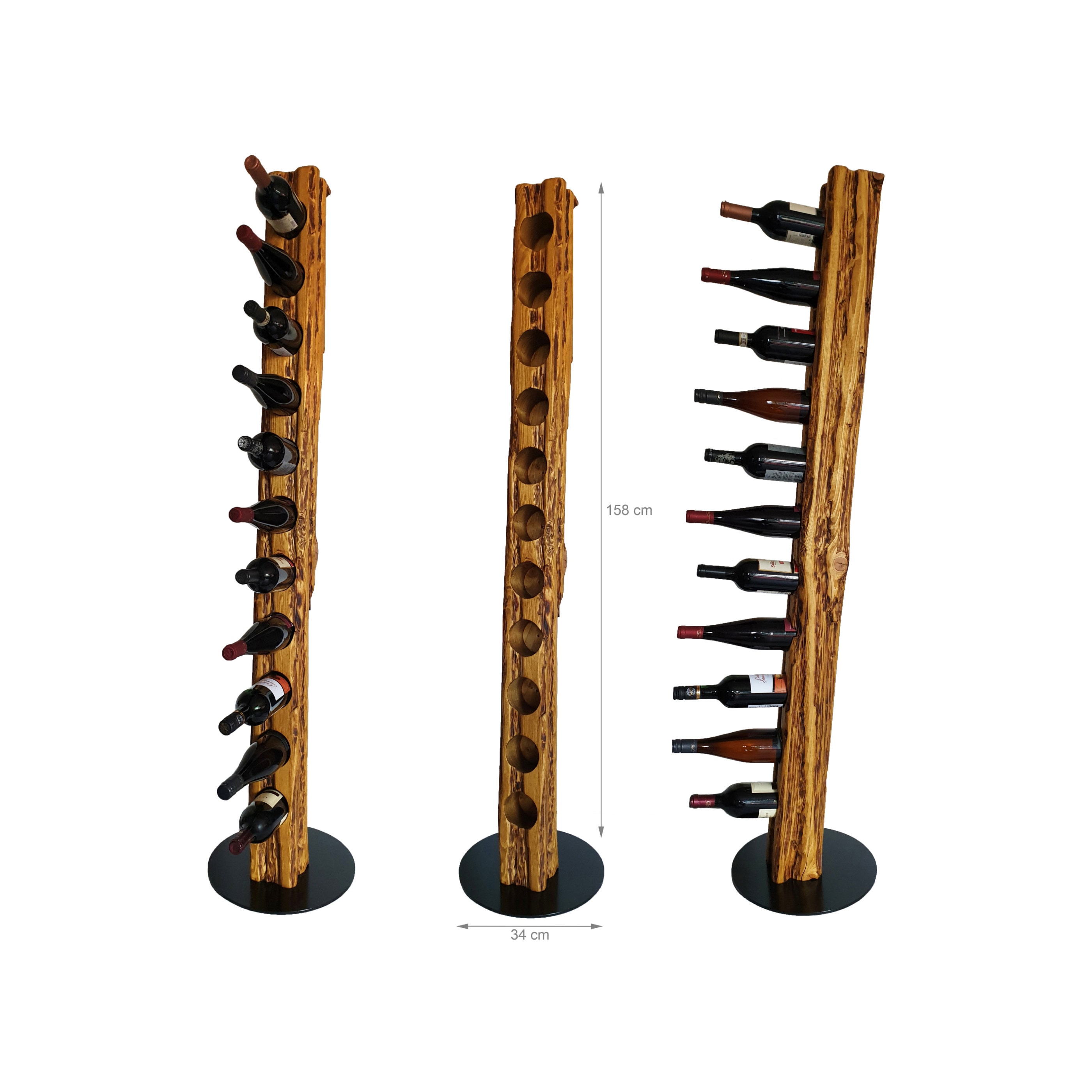 Wood & Wishes Rustic Wine Stand Solid Wood Wine Rack Etsy