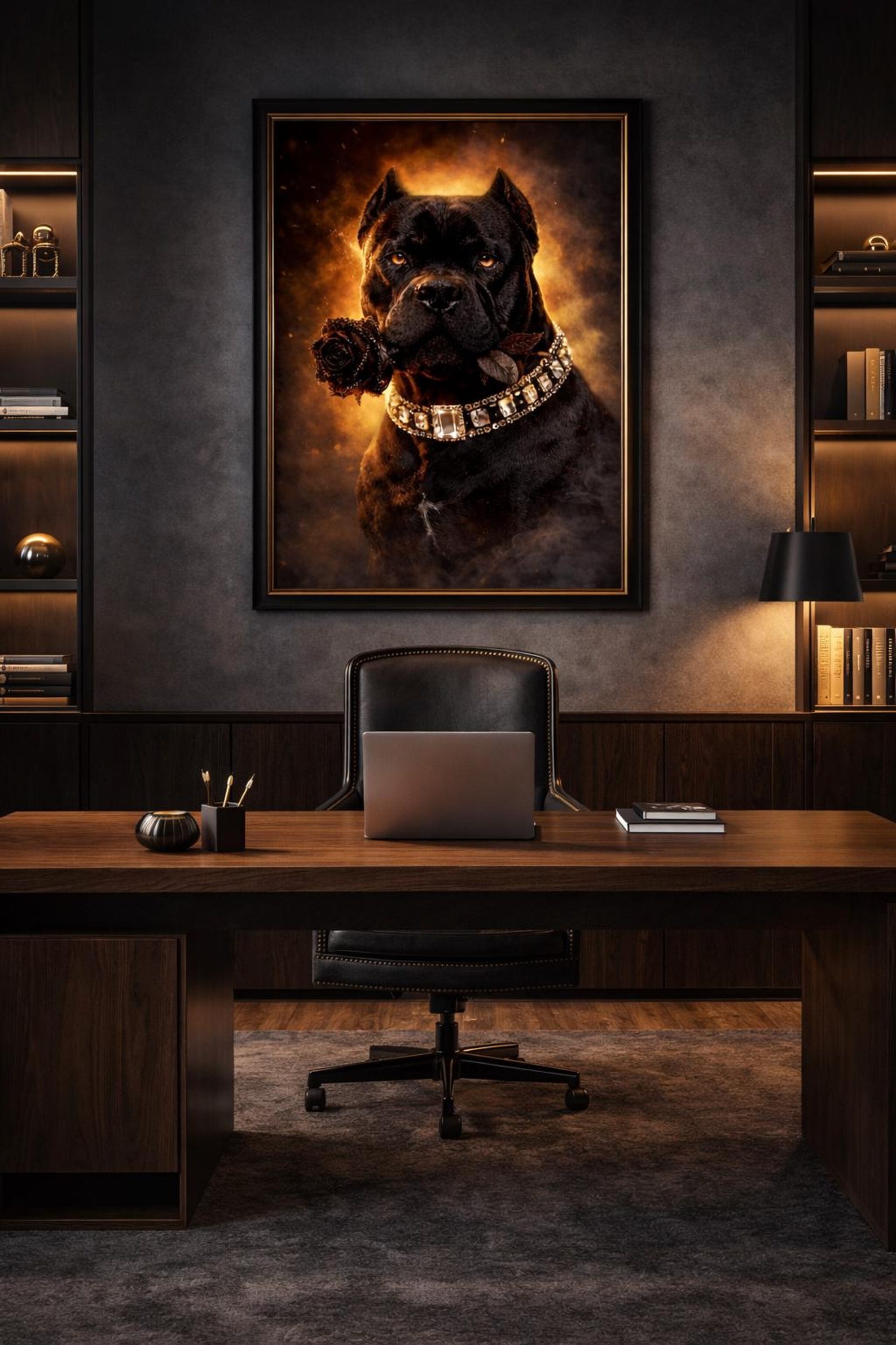 Cane Corso Wall Art Luxury Dog Portrait Black Rose Diamond Collar - Etsy